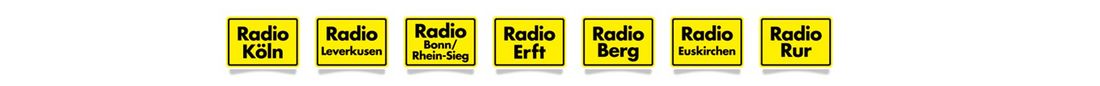 Logos der sieben Hörfunksender DuMont Rheinland
