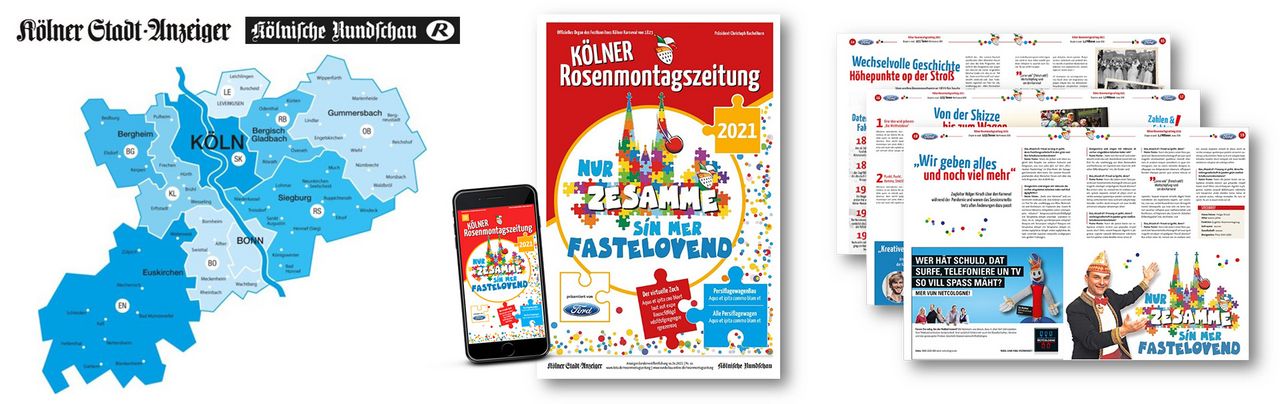 Rosenmontagszeitung Reichweite + Digital analog 